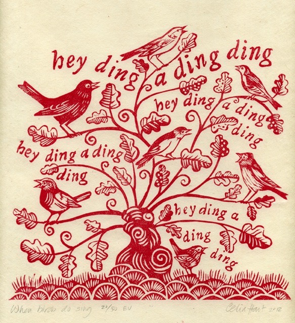 'When birds do sing' (red) 21 x 21 cm