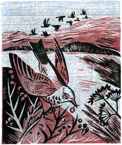 'The Arrival of Fieldfares' 15 x 18 cm